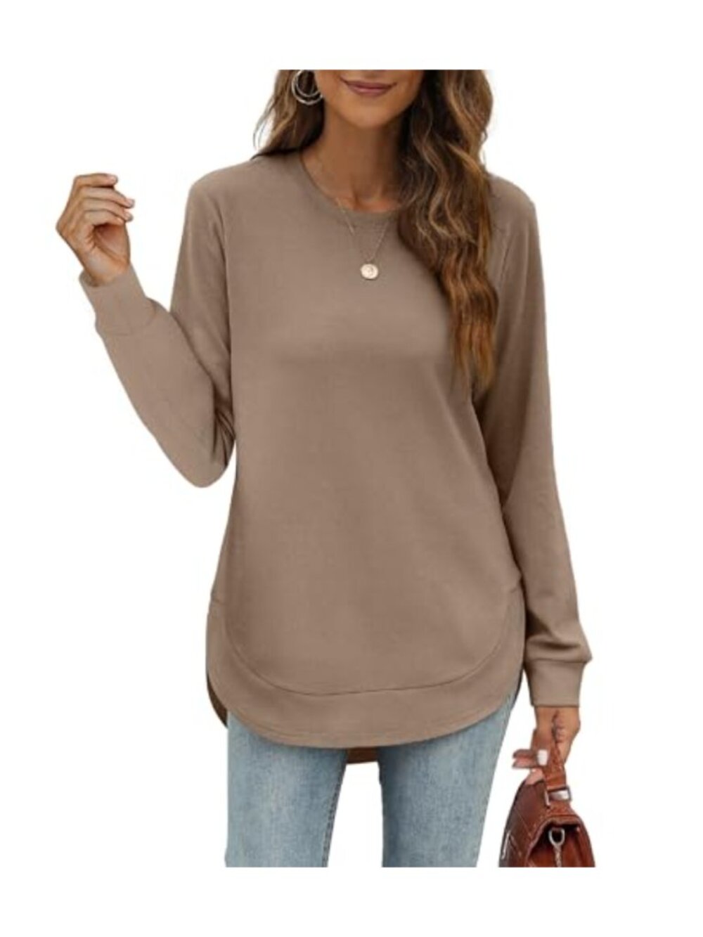 Women's Loose Fit Crewneck Sweatshirt Long Sleeve Tunic Pullover Top